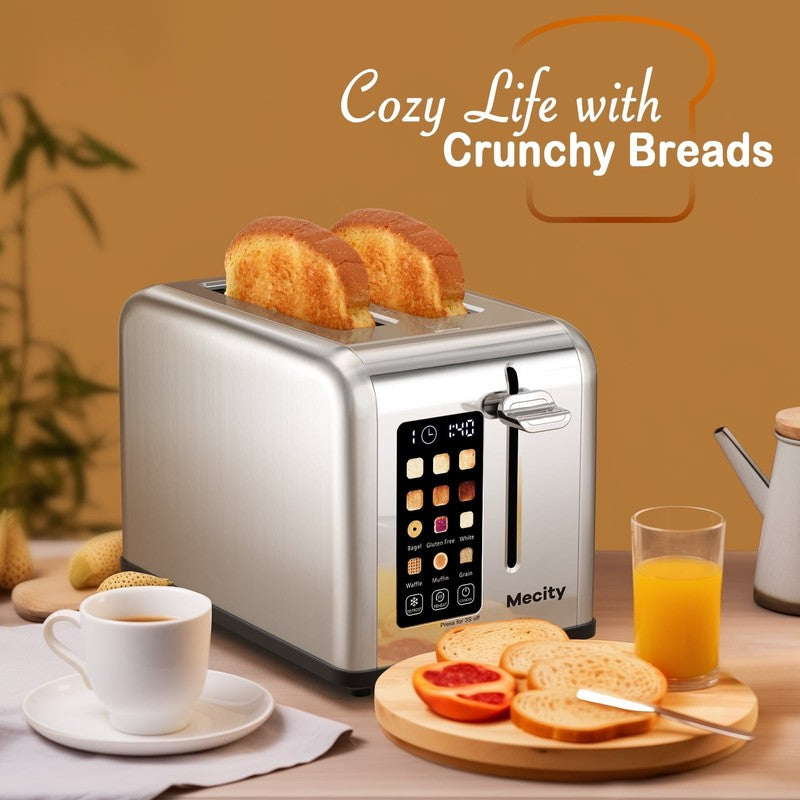 2 Slice Touchscreen Toaster, Stainless Steel, 6 Shade Settings, Reheat, Cancel, 7