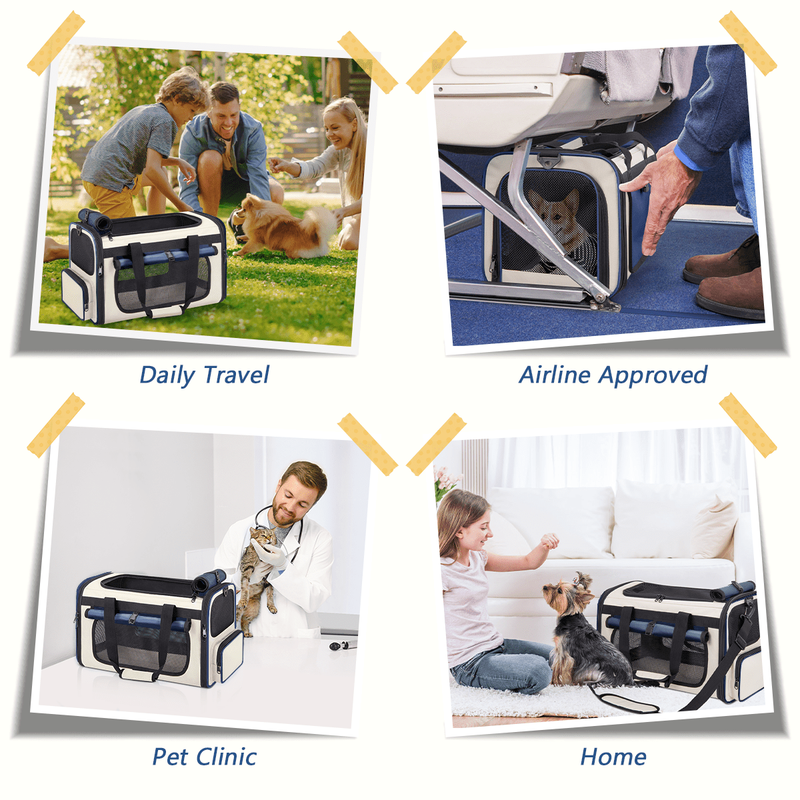 Collapsible Cat Carrier – TSA Airline Approved, Soft-Sided Pet Travel Bag Blue4