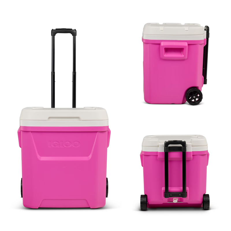 60 QT Laguna Ice Chest Cooler with Wheels, Fuchsia Pink0