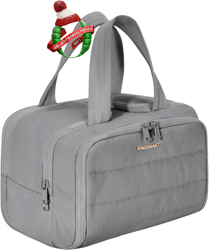 Travel Toiletry Bag Large Wide-Open Makeup Organizer Handle for Women Grey0