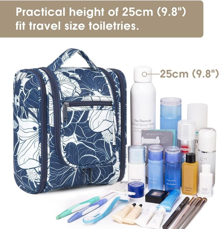 Small Hanging Travel Toiletry Bag Cosmetic Organizer Medium Blue Lotus5
