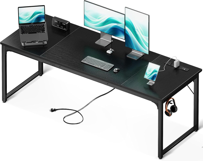 71'' Computer Desk w/ USB Ports Large Office Study Student Writing Desk Black8