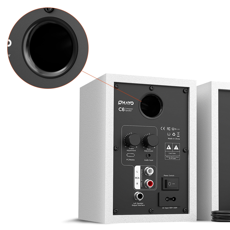 Ortiza 60W Bluetooth 5.3 Computer Speakers Stereo PC Laptop White USB AUX7