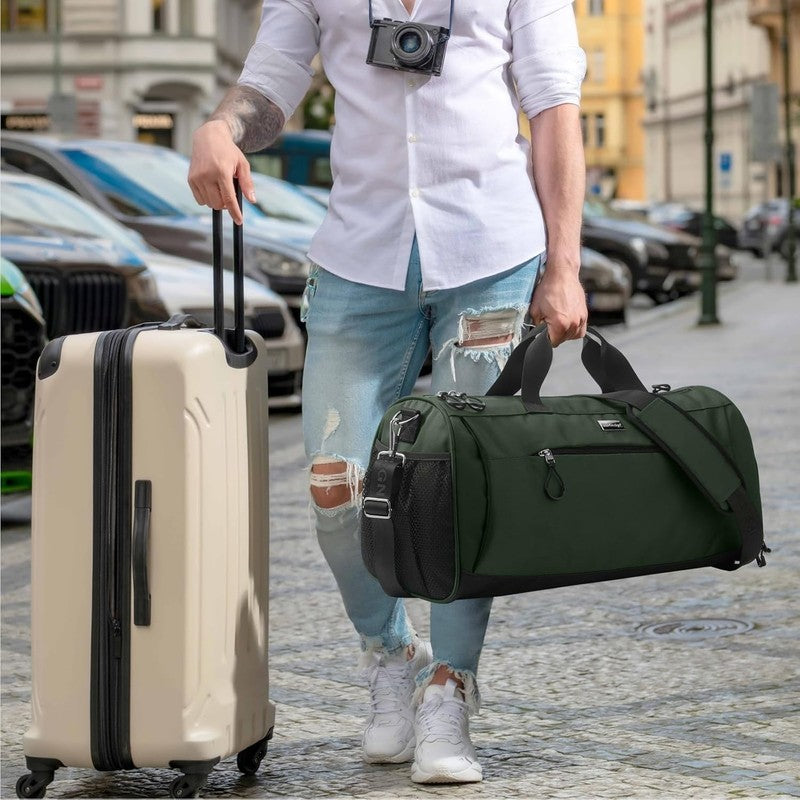 Gym Bag Unisex Duffel Shoe Compartment Wet Pocket Travel Sports Green M7