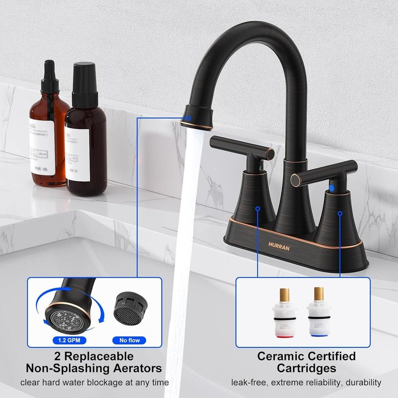 Bathroom Faucet 2 Pack Oil Rubbed Bronze 4" Centerset w/ Drain Hoses3