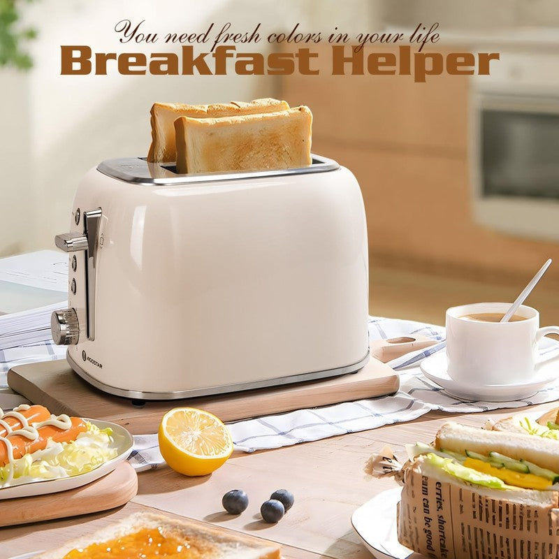 Retro 2-Slice Toaster Cream White Extra-Wide Slot Stainless Steel7