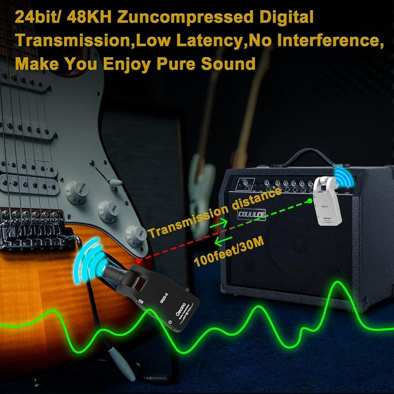 2.4GHz Wireless Guitar System Rechargeable Transmitter Receiver for Guitar/Bass3