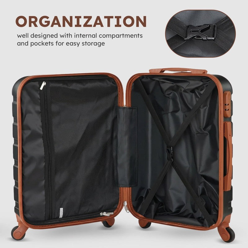 4 Piece Luggage Set Hardside Spinner Suitcase 16 20 24 28 Inch Black Brown9
