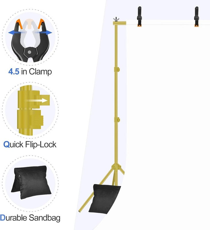 Backdrop Stand 10X7Ft(Wxh) Photo Studio Adjustable Background Stand Support Kit 4