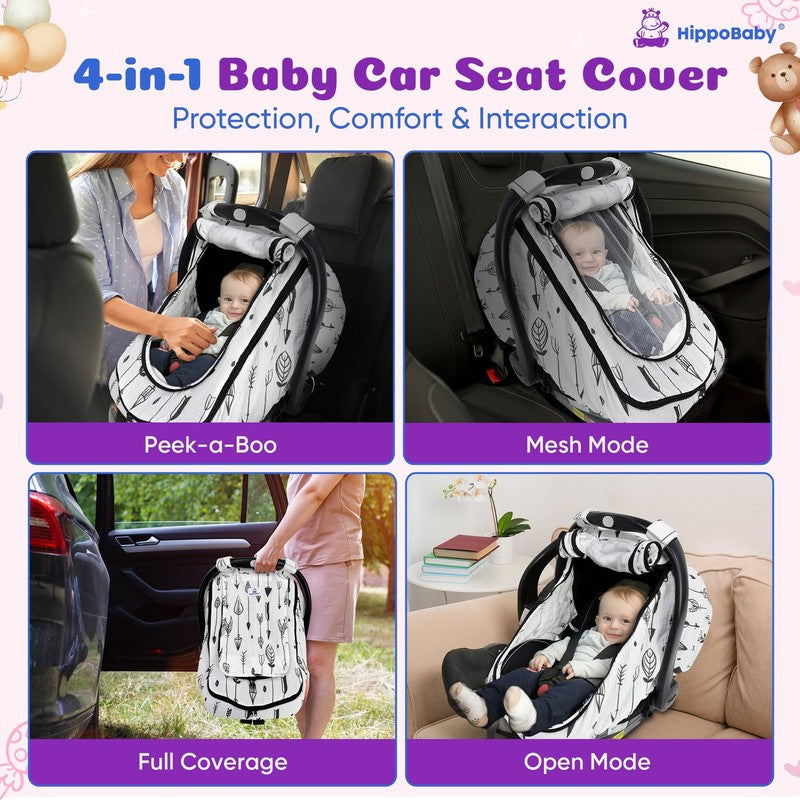 100% Cotton Muslin Breathable Infant Car Seat Cover1