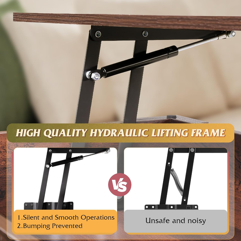 39" Lift Top Coffee Table w/ Hidden Compartment Storage Shelf Espresso4