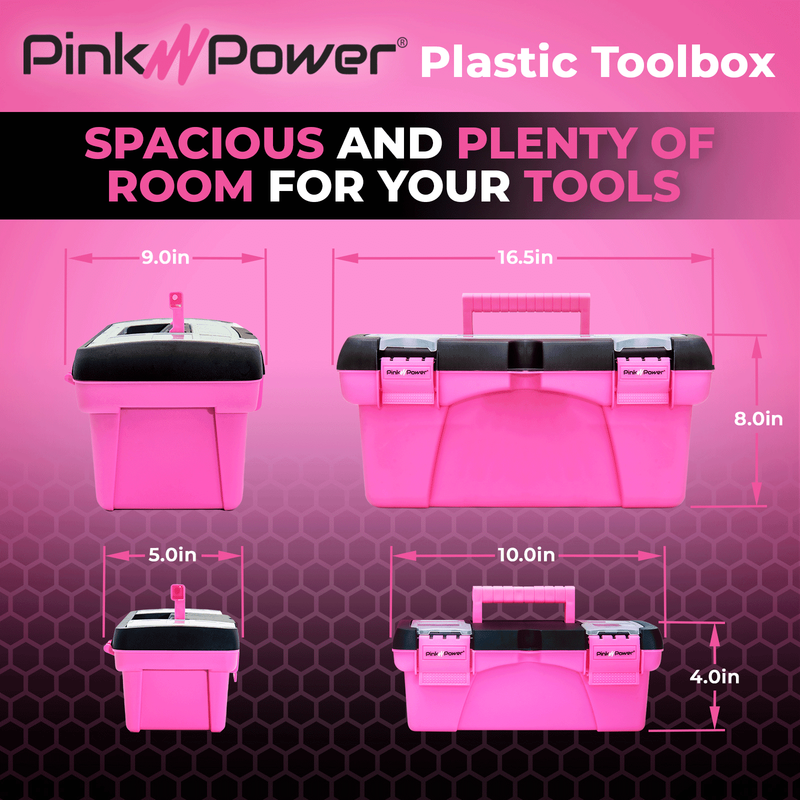 Pink Tool Box for Women - Sewing, Art & Craft Organizer Box Small & Large Plasti6