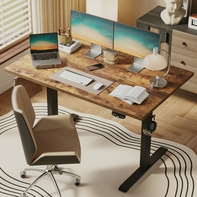 47.2in Electric Standing Desk Height Adjustable Ergonomic Rustic Brown1