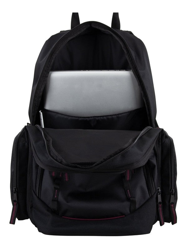 Unisex Diamond Expandable Recycled Backpack, Black/Fig Pop8