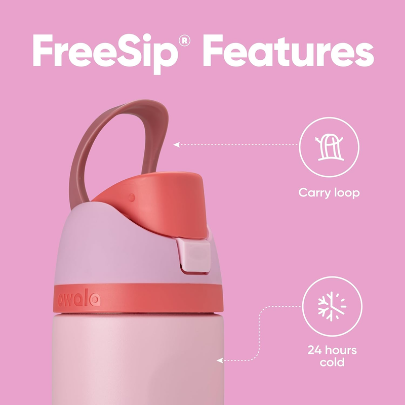Owala FreeSip 24oz Insulated Stainless Steel Bottle Pink Angel Food2