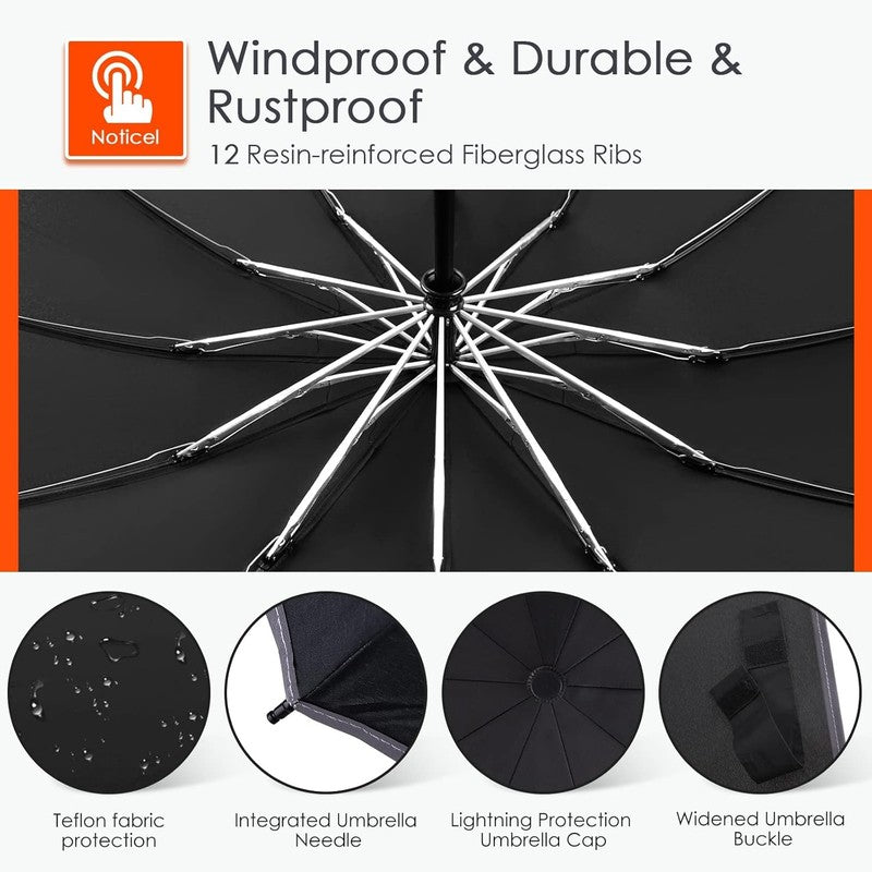 Inverted Umbrella   Large Windproof for Rain & Sun, Compact Reverse with Reflect4