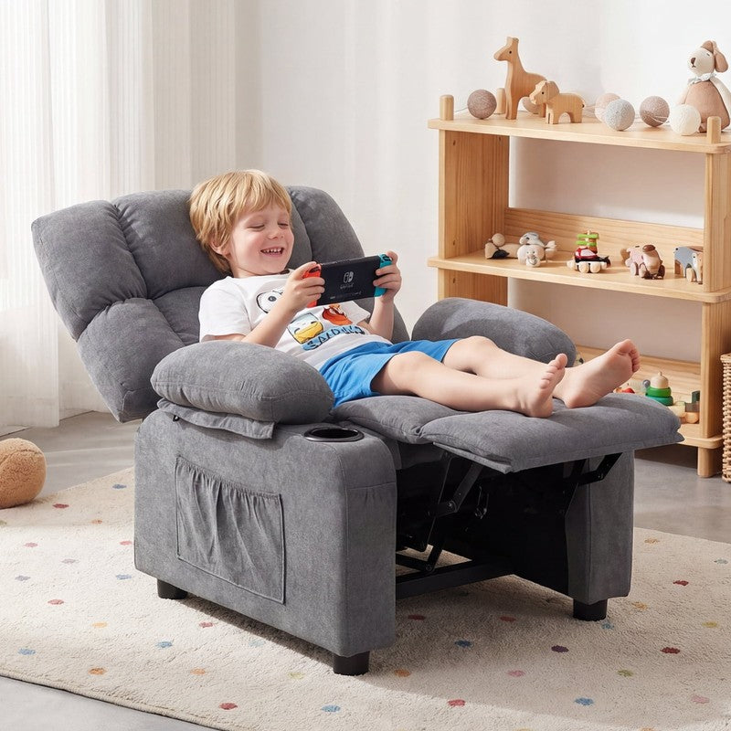 Kids Recliner Chair Push Back Toddler Recliner Children Bedroom Furniture ，Grey9