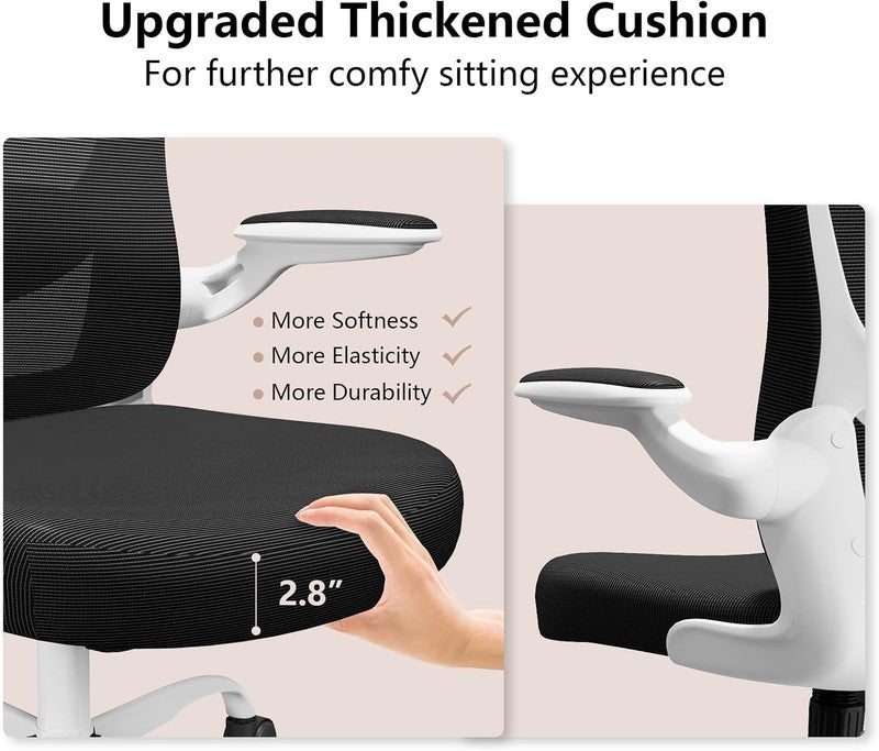 Ergonomic Mesh Office Chair Swivel Desk Chair Flip Up Arms Lumbar Support3