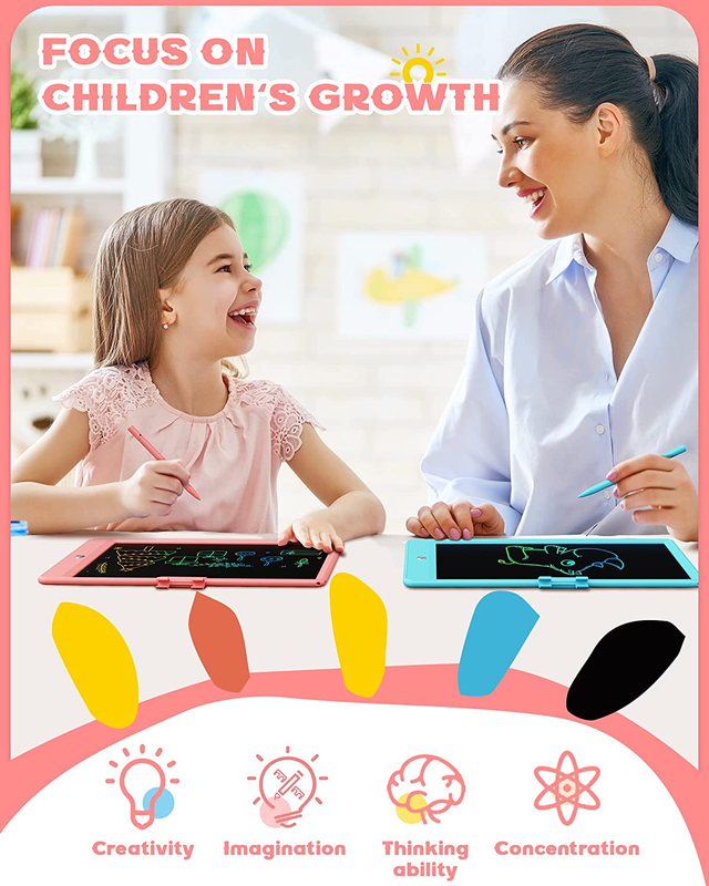 10 Inch LCD Writing Tablet Kids Doodle Board Drawing Pad Light Pink3