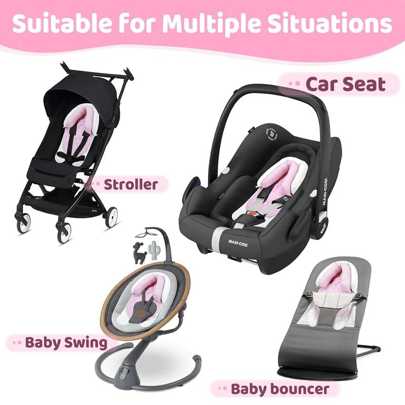 Infant Car Seat Insert Soft Minky 2 in 1 Reversible Baby Body Support Pink/White5