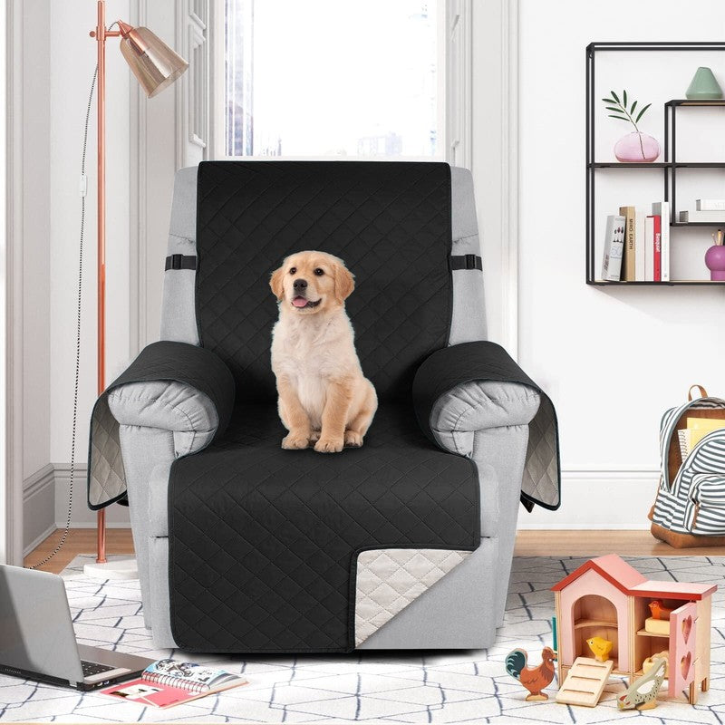 Reversible Recliner Chair Cover Black Small Washable Slipcover for Pets/Kids3