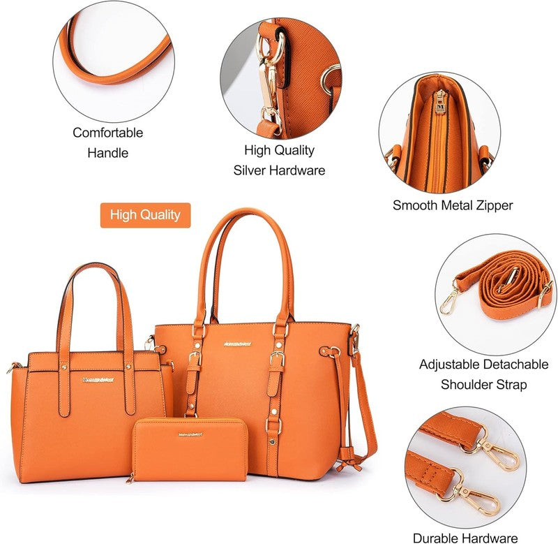 3PCS Purses for Women Tote Bag and Wallet Set Shoulder Satchel Handbags2
