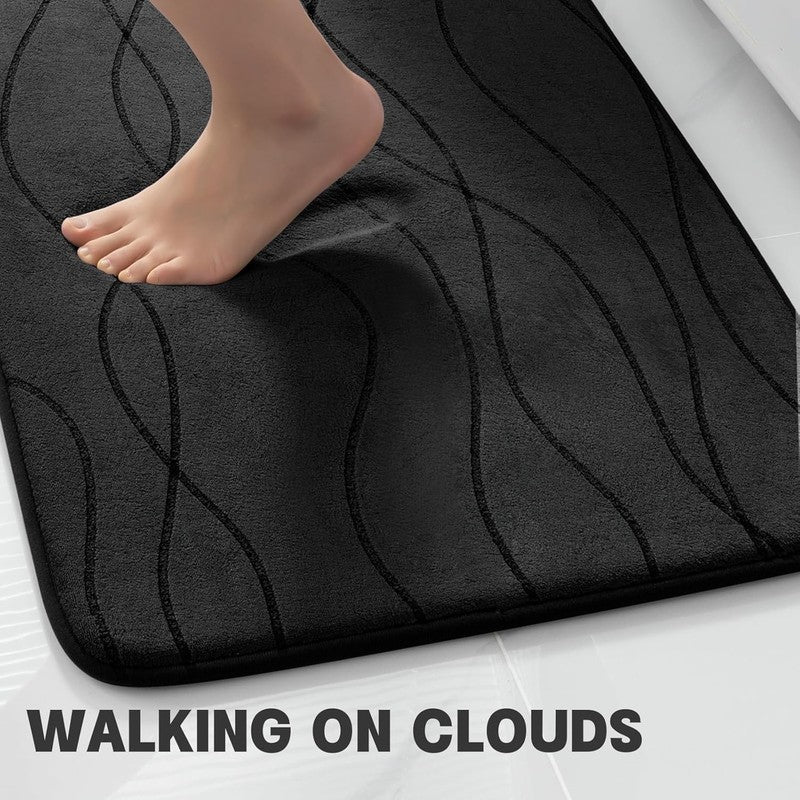 Memory Foam Black Bathroom Rug Sets 5 Piece, Ultra Absorbent Bath Mat for Bathro3
