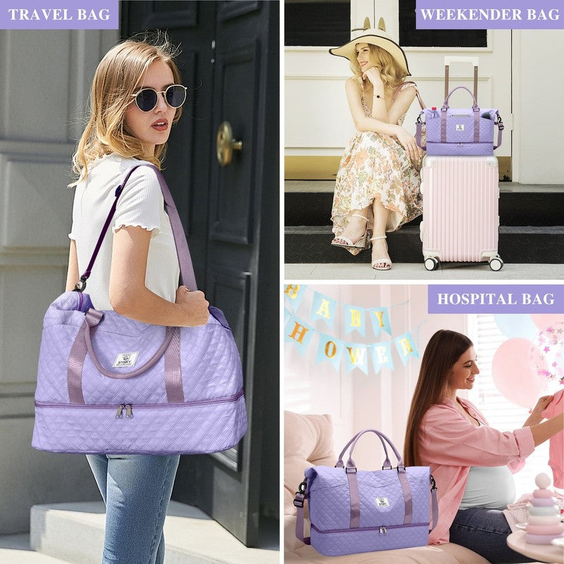 Travel Duffle Bag Weekender Bags for Women with Shoe Compartment Carry on Overni5