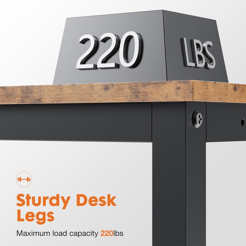 49" Modern L Shaped Computer Desk w/ Storage Shelf & Side Bag Rust6