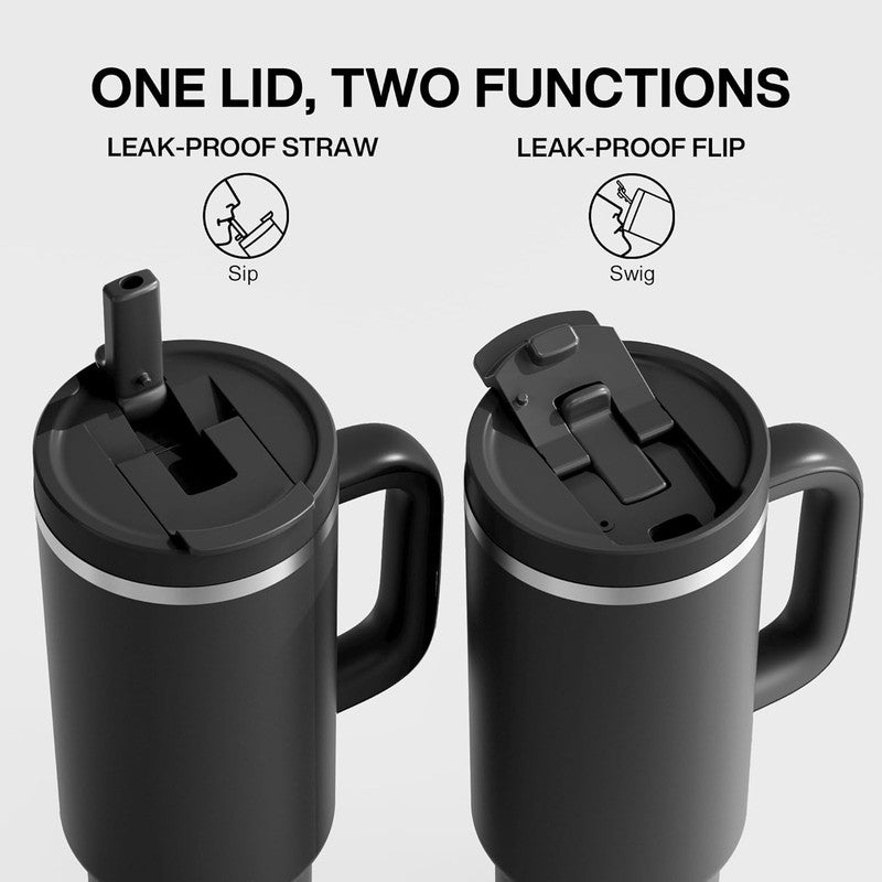 40 Oz Stainless Steel Tumbler with Handle & Straw   24H Cold, BPA Free Black3