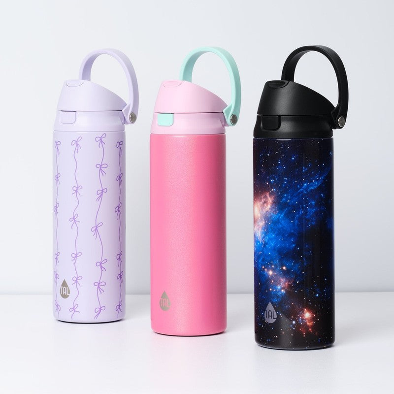 24oz Stainless Steel 2-in-1 Straw and Chug Water Bottle Push Lid Pink Shimmer9