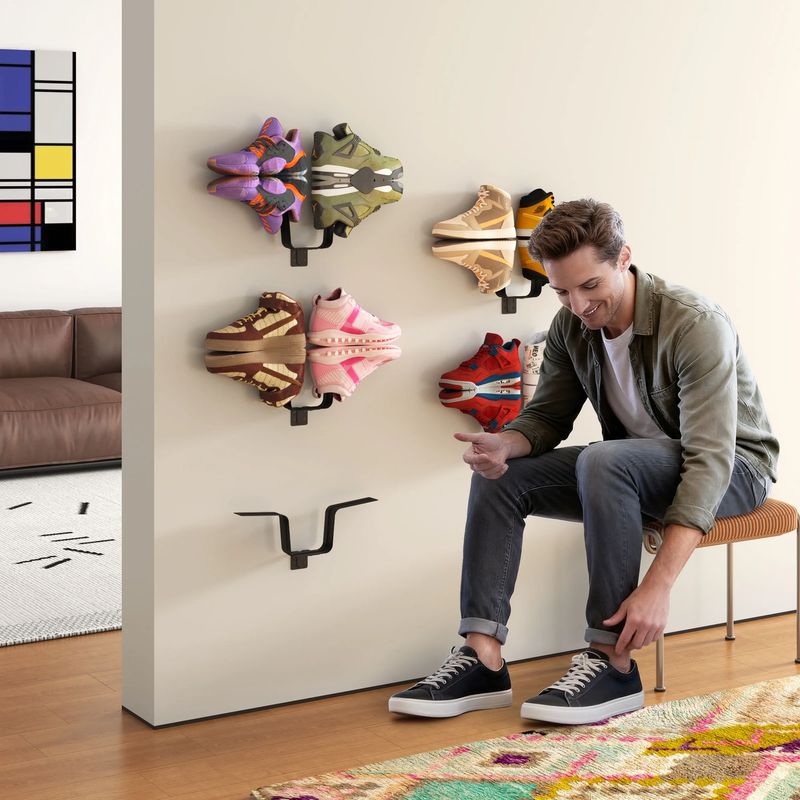 Shoe Rack Wall Mounted Shelf, 6 Pack Floating Shoe Shelves for Showcasing Shoe C3