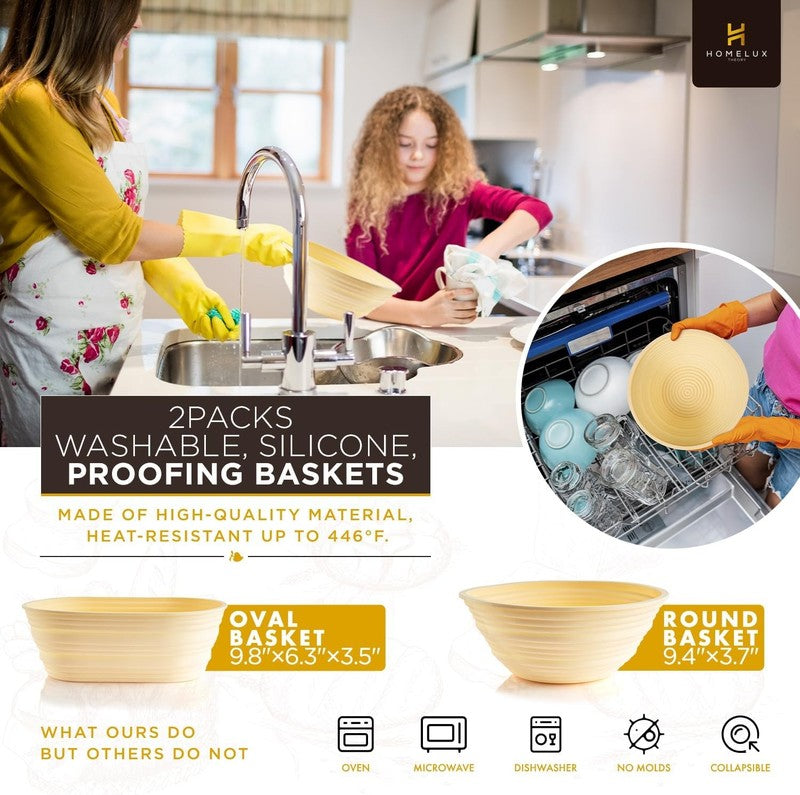 Sourdough Starter Kit 14pcs   Yellow Banneton Proofing Basket & Baking Supplies2