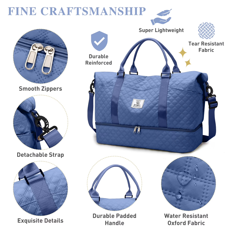 Travel Duffle Bag Weekender Bags for Women with Shoe Compartment Carry on Overni1