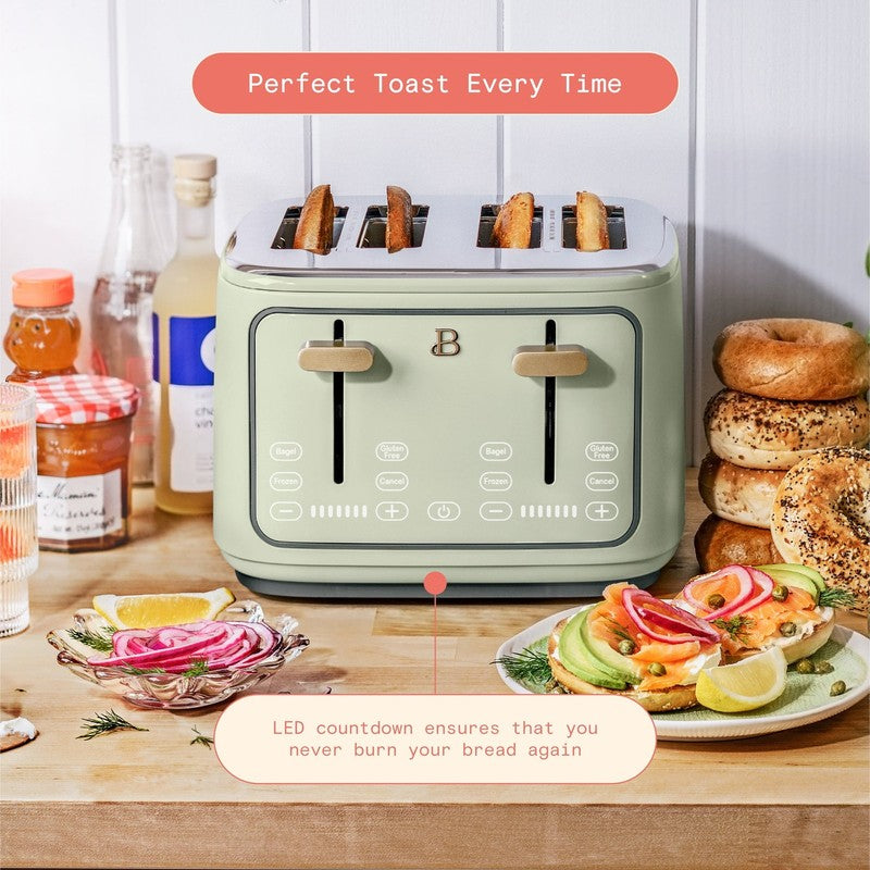 4-Slice Toaster with Touch-Activated Display, Sage Green by Drew Barrymore6