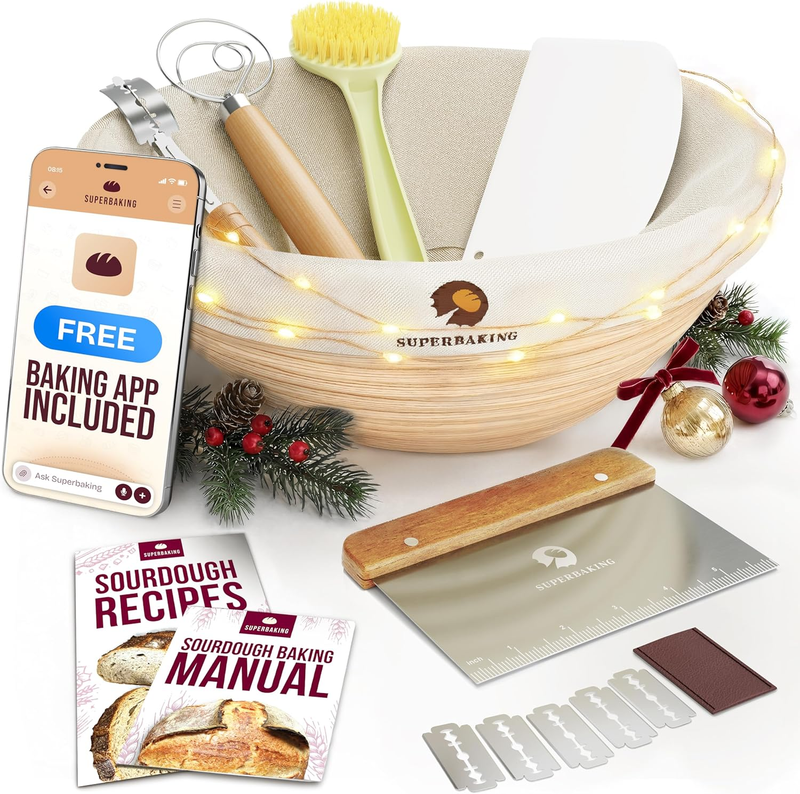 Banneton Bread Proofing Basket, Sourdough Bread Baking Supplies, round 9 Inch So0
