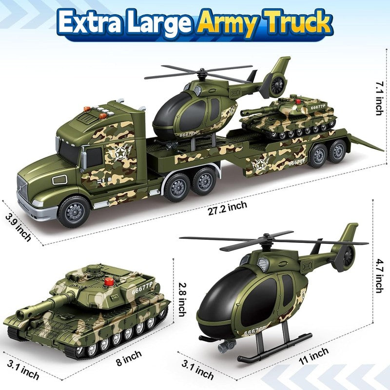 Army Truck Boy Toys, 3 4 5 6 Vehicle Car Toy Brithday Gifts, 3 in 1 Extra Large6