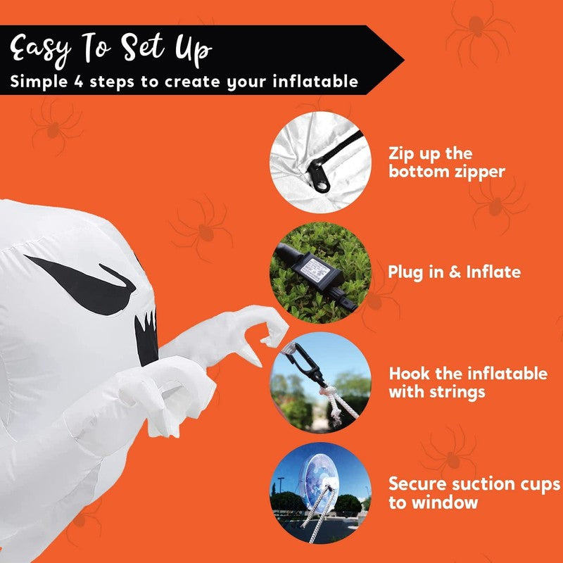 4.5Ft Halloween Inflatable Flying Ghost w/ LED Window Yard Lawn Decor4