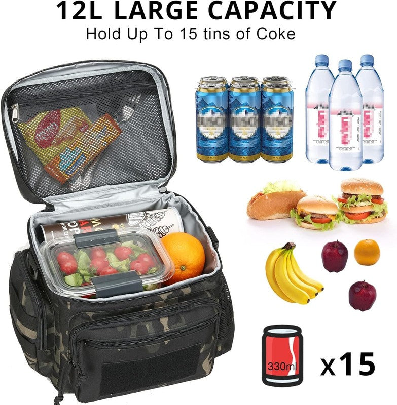 Tactical Lunch Box MOLLE Insulated Leakproof Cooler Bag Camo Black2
