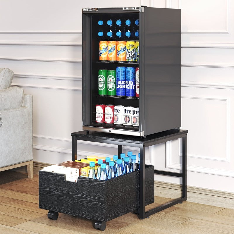 Mini Fridge Stand with Storage Space, Refrigerator Stand Table Shelf with Lockab8