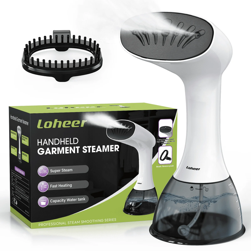 1350W Handheld Garment Steamer for Clothes, 400ML Tank, Portable – White/Black10