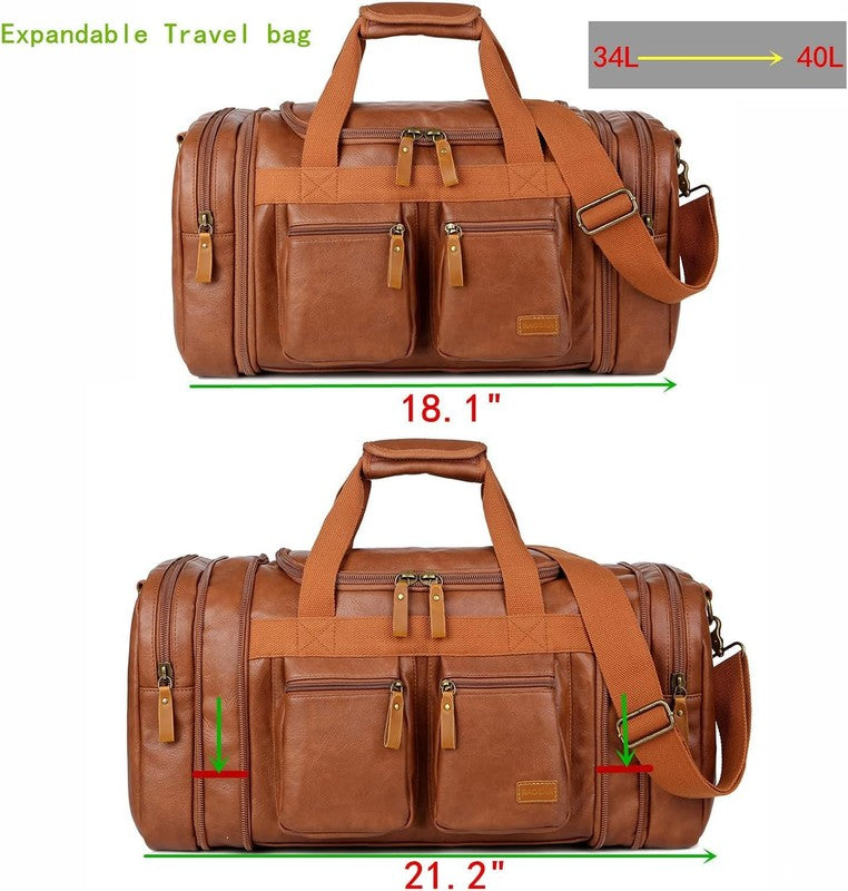 Vegan Leather Travel Duffel Bag Weekender Carry On Overnight Sports Bag HB 211