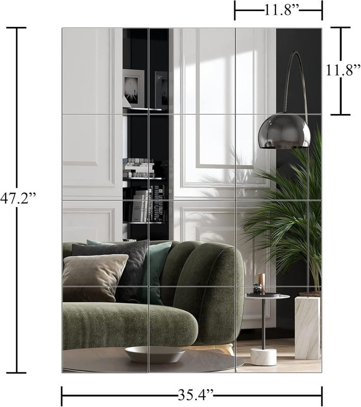 Frameless Wall-Mounted Mirrors - 12 Pack, Perfect for Home Gym & Bedroom1