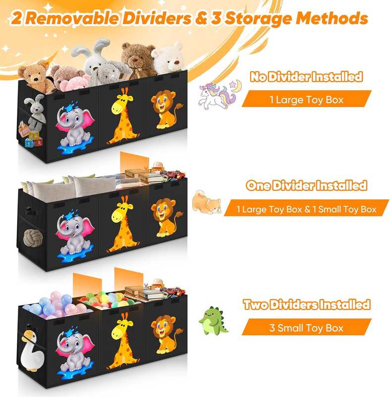 Extra Large Toy Box Collapsible Cute Animals Storage Bin Kids Organizer5