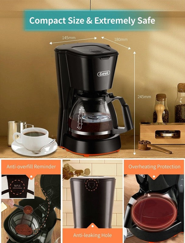 Compact 5 Cup Coffee Maker with Filter Warming Plate Glass Pot New Condition7