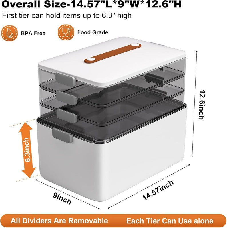 4-Tier Medicine Storage Box Cabinet, Empty First Aid Kit Portable Medical Supply3