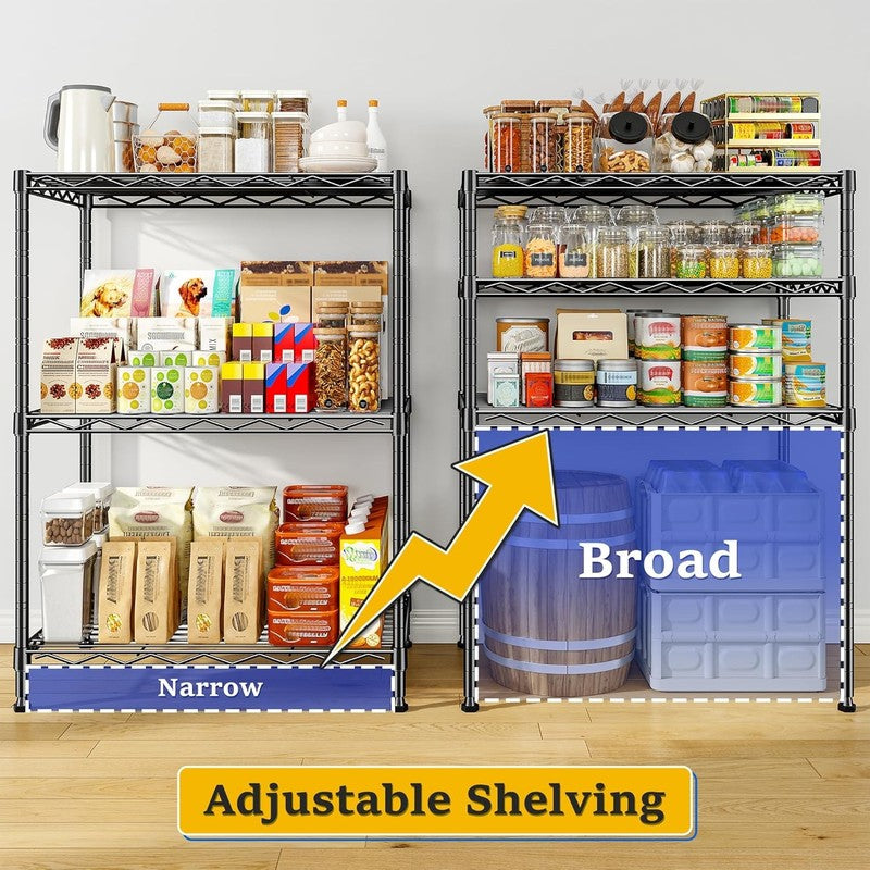 3 Tier Metal Wire Storage Shelves Adjustable Utility Rack Kitchen Laundry Black4
