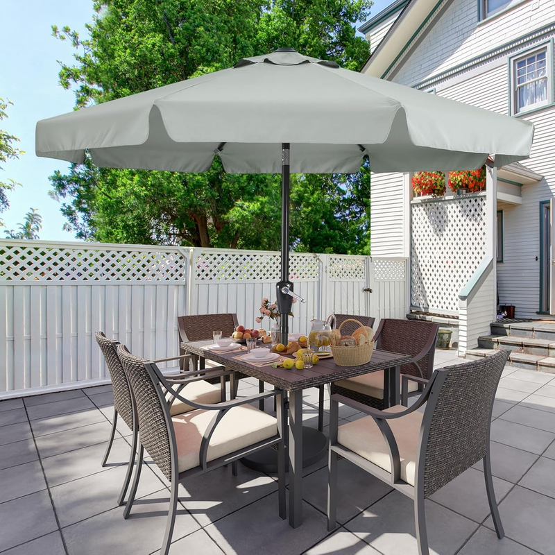 9FT Outdoor Umbrella Crank Tilt UV Waterproof Canopy Deck Backyard Gray7