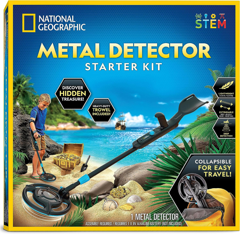 National Geographic Kids Metal Detector Kit Waterproof Coil Trowel Starter9