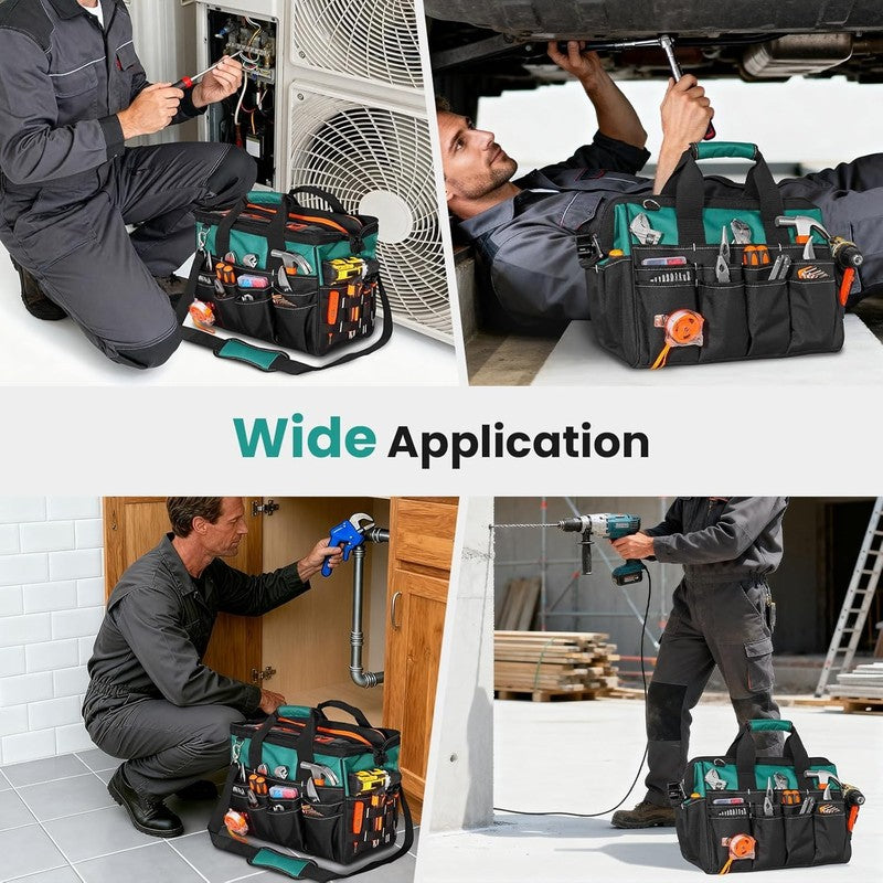 17" Heavy Duty Tool Bag 1680D Multi-Pocket Organizer with Shoulder Strap6